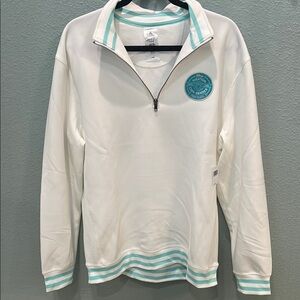 Disney Vacation Club White and Teal Quarter-Zip Pullover Large NWT
